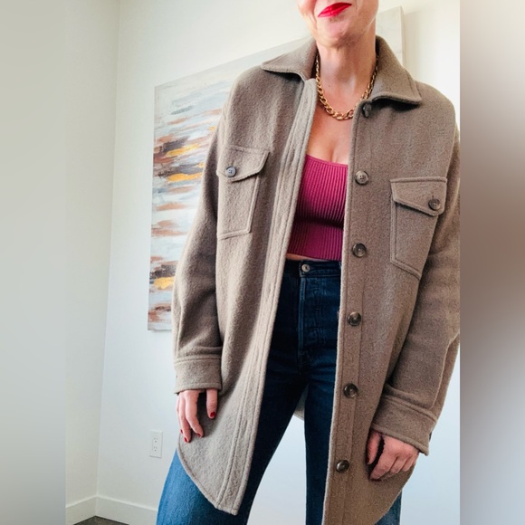 Aritzia Jackets & Blazers - ARITZIA Wilfred Free Ganna Shirt Jacket Shacket Tan S